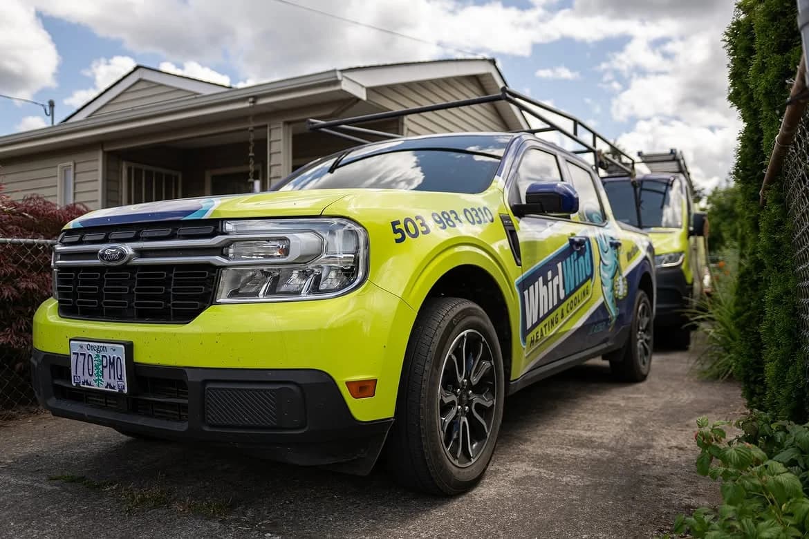 A branded Whirlwind pickup parked at a home in the Marion County area